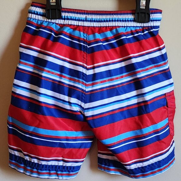UV Skinz Blue, Red & White Stripe Swim Trunks Size 2T - Picture 3 of 5